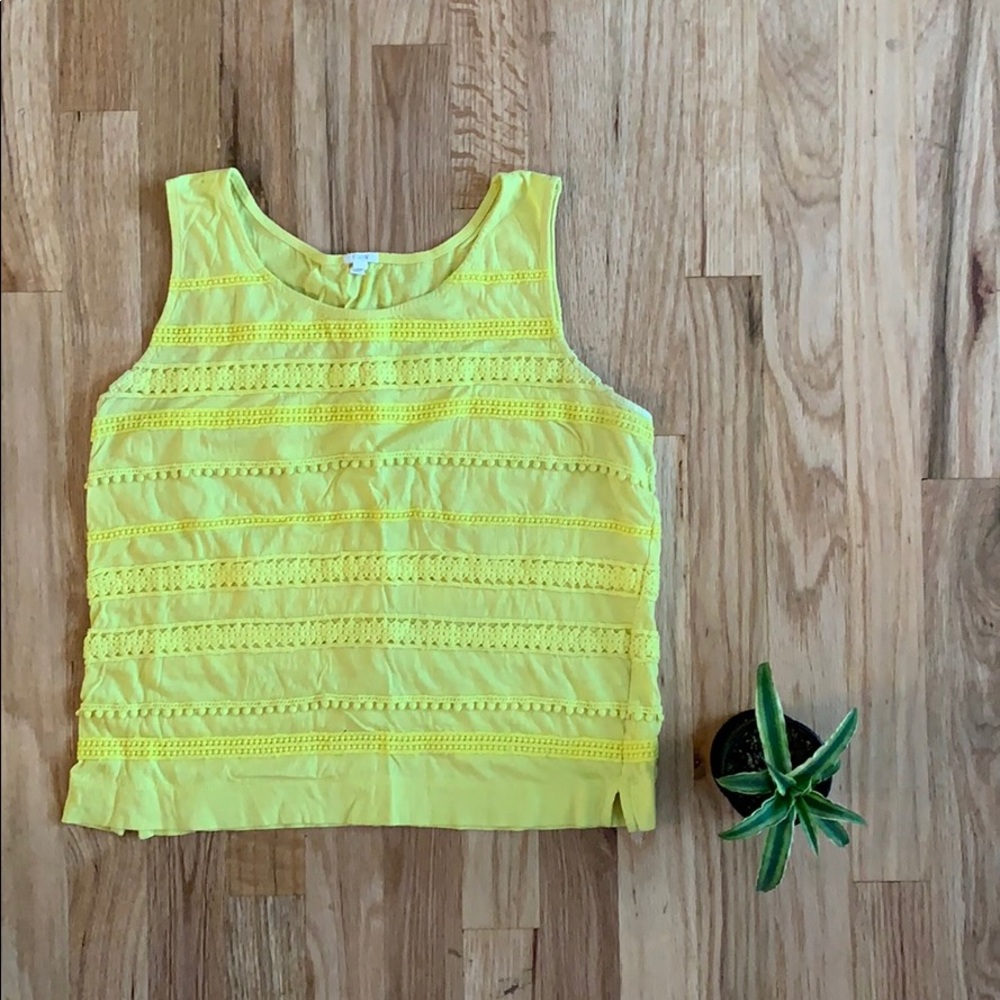 J.Crew XS Yellow Embroidered Tank Top
